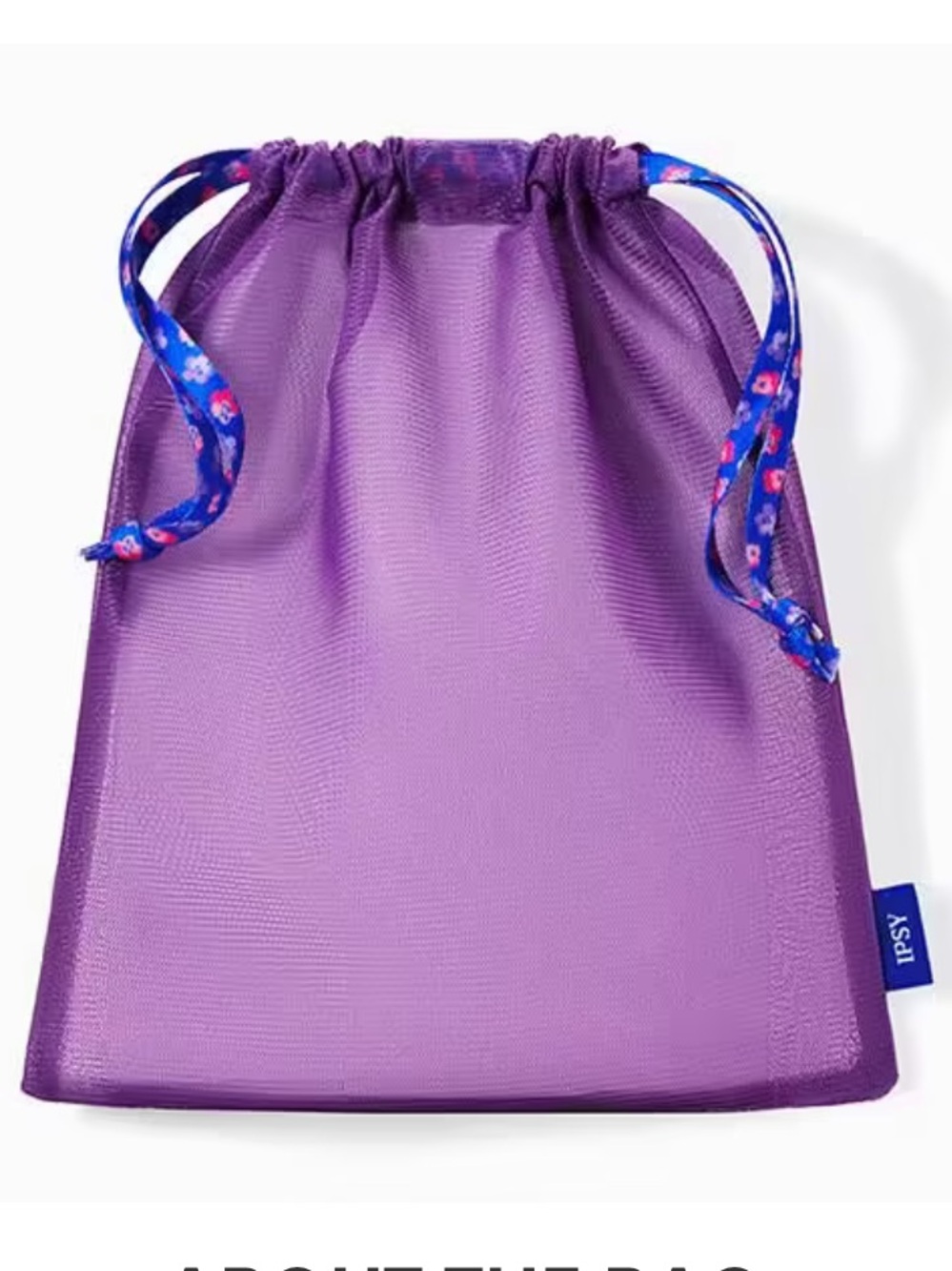 Ipsy - Purple Makeup Bag with Blue Floral Ties